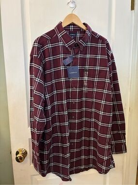 Croft & Barrow Men's Burgundy Plaid Button-Down Shirt